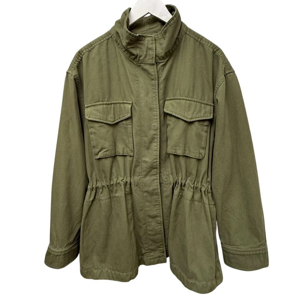 GAP Utility Jacket Size Medium Military Green Casual Drawstring Womens Coat